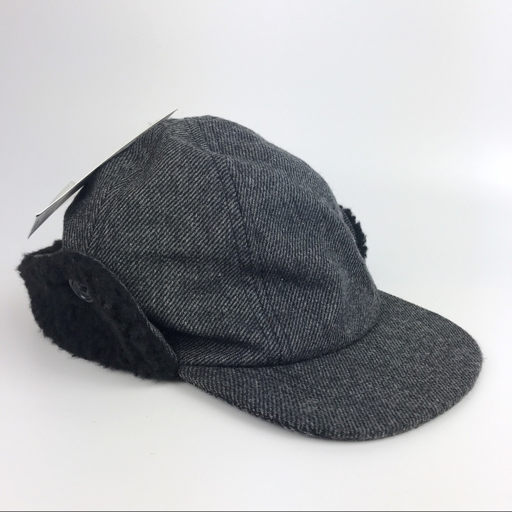 Oshkosh Infant Trapper Hat Gray Black Wool New